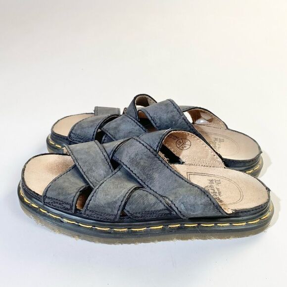 Doc Marten Y2K Vintage criss cross black leather slide sandal - Picture 2 of 8